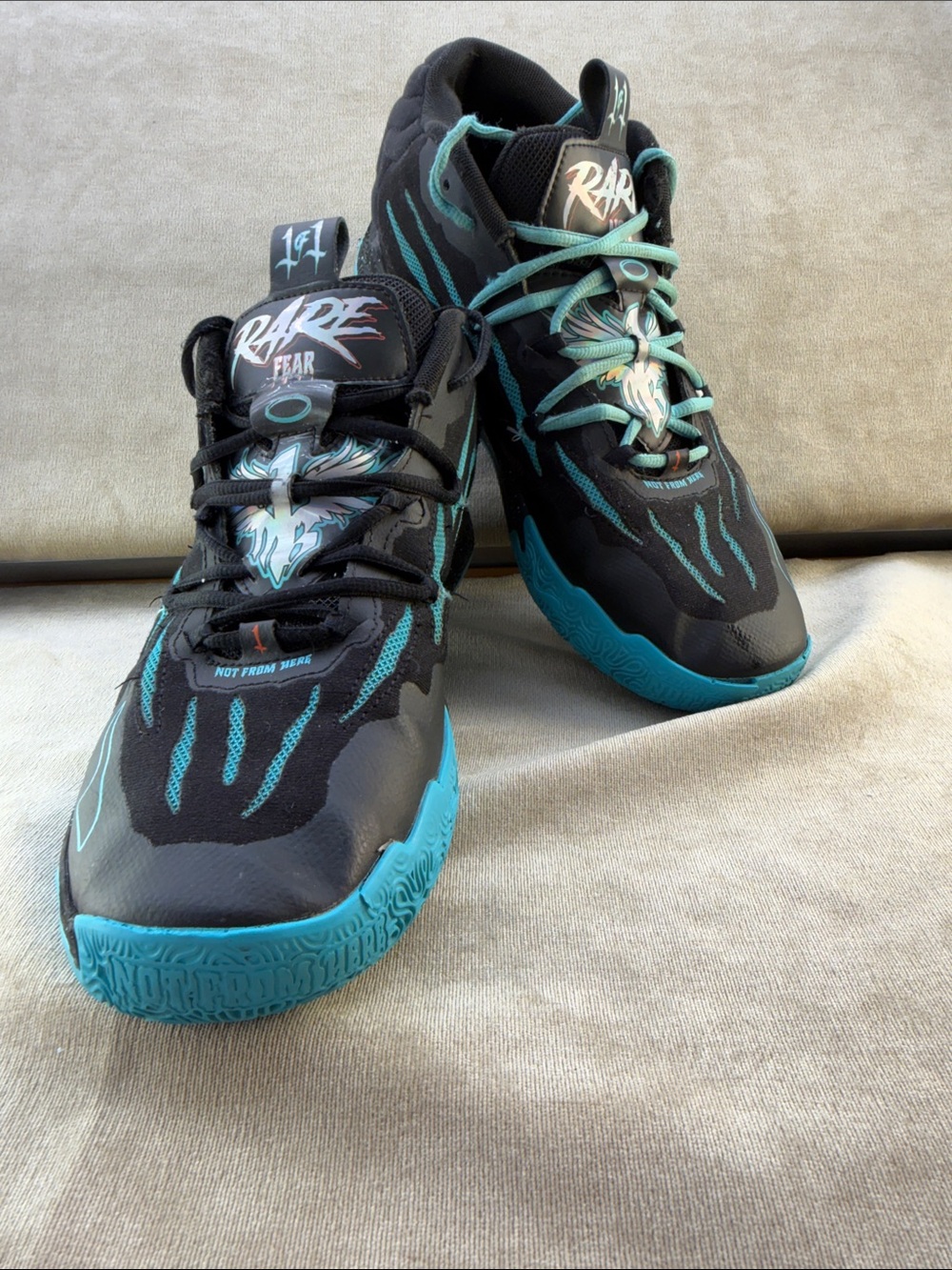 Puma RARE 1 of 1 Black & Teal Men's Basketball Sneakers